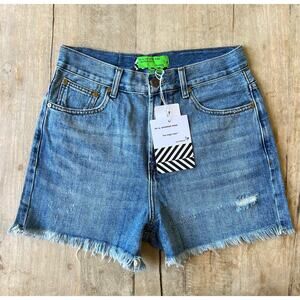 Sandrine Rose Free People Women's Distressed Frayed Hem Denim Shorts : Size 26